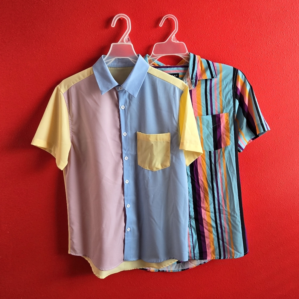 Colorful, Retro Button Down Shirts [SHEIN]